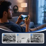 كابل شحن سريع Type-C بقوة 240 واط مع حامل موبايل مدمج - 1.5 متر